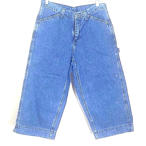 Lee Capri Denim Cargo blue Jean Carpenter style Hammer loop Vintage - Picture 1 of 8